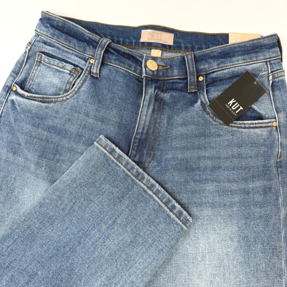 Kut from the Kloth Baggy Ankle Straight High Rise Jeans Medium Wash Womens 6 NEW
